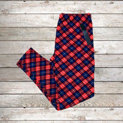 Women’s Leggings Classic Diamond Plaid Plus Size 1X-2X NWT Stretchy Buttery Soft